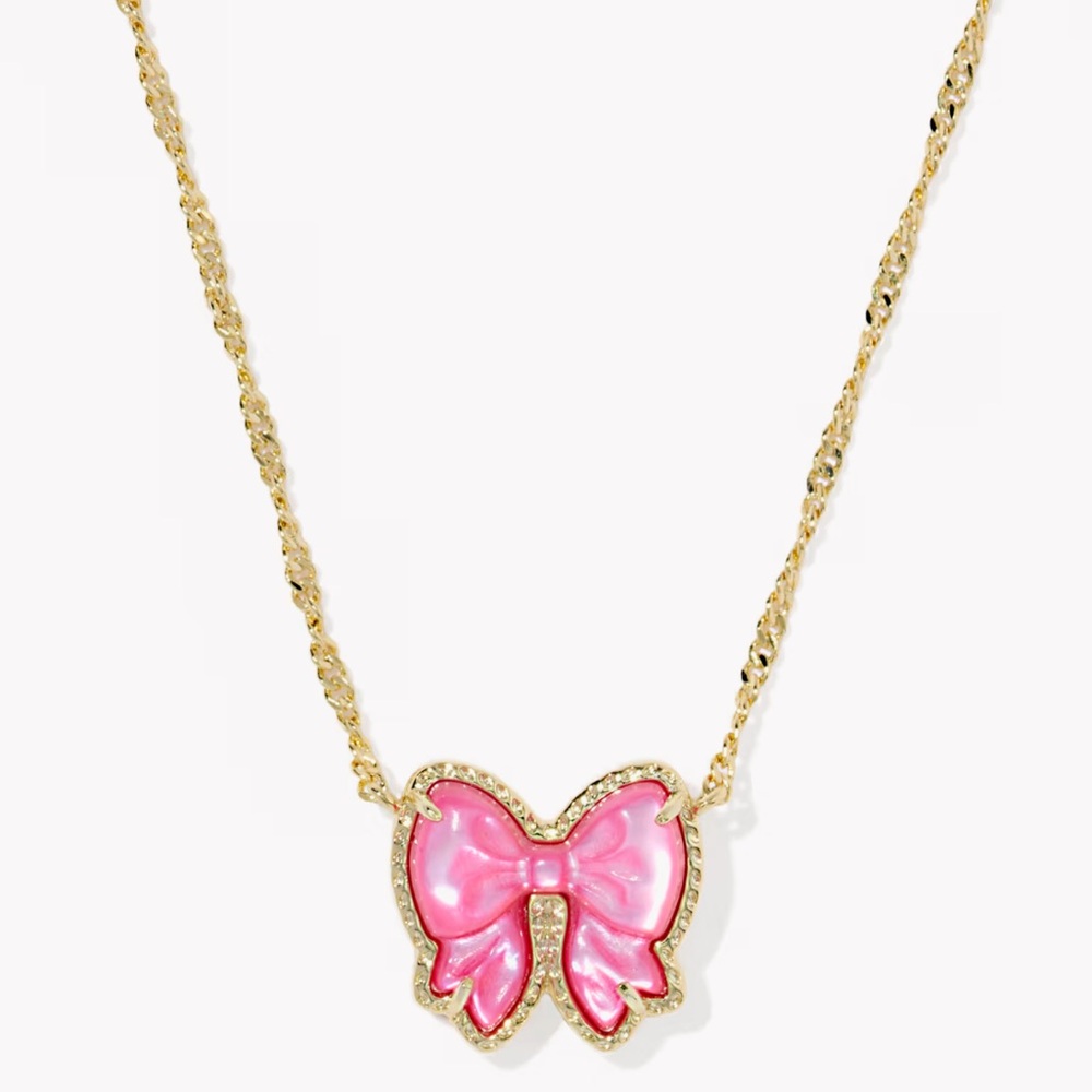 Kendra Scott Haley Bow Gold Short Pendant Necklace - Rose Violet Mother of Pearl
